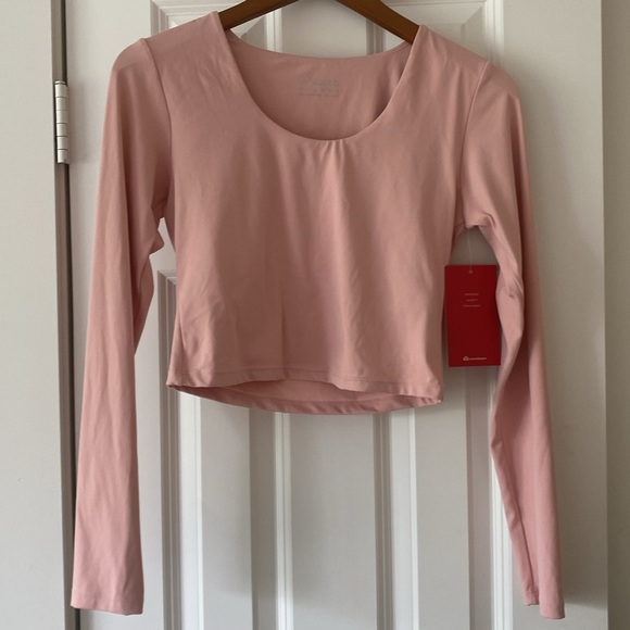 ENERBLOOM Womens Long Sleeve Shirt Crop Top Built in Bra Size Medium - Picture 5 of 5